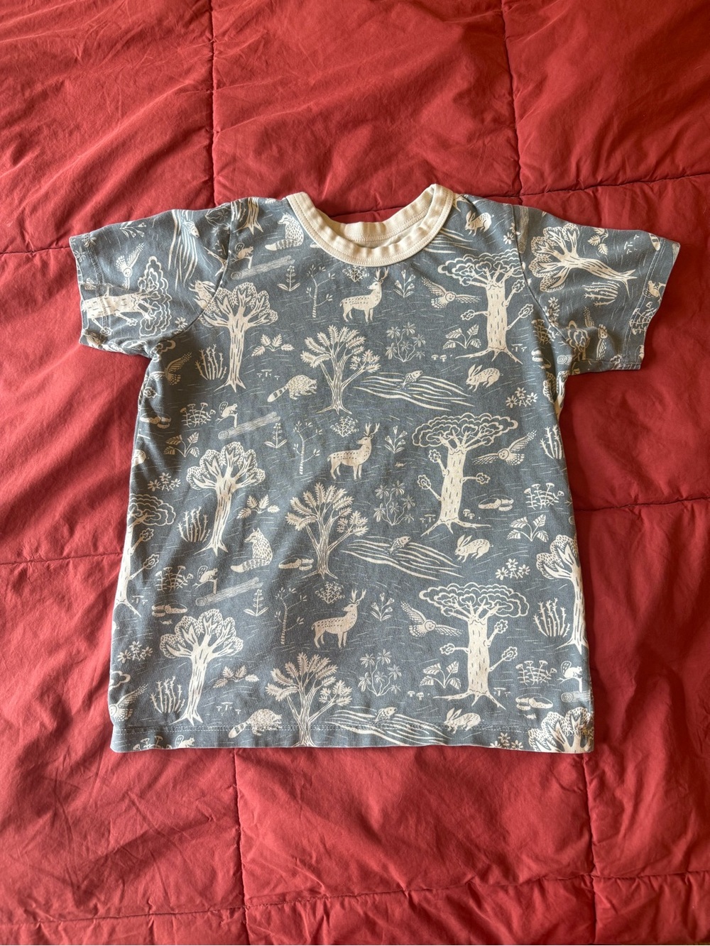 Winter Water Factory Kids Woodland Print Short Sleeve Tee - Organic Cotton